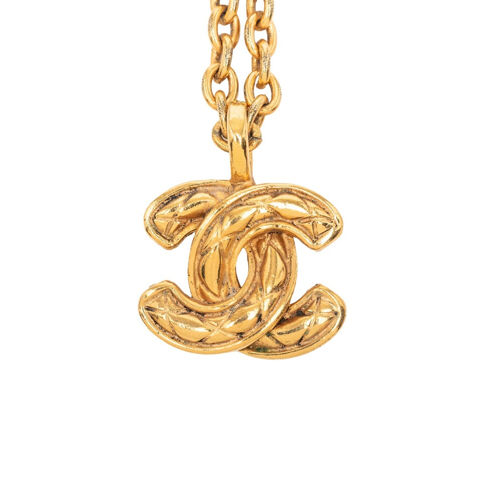 Chanel Gold Plated Quilted Cc Pendant #293840C79B